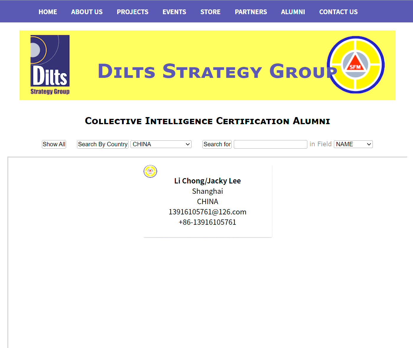 Collective Intelligence Certification Alumni screenshot showing Li Chong / Jacky Lee