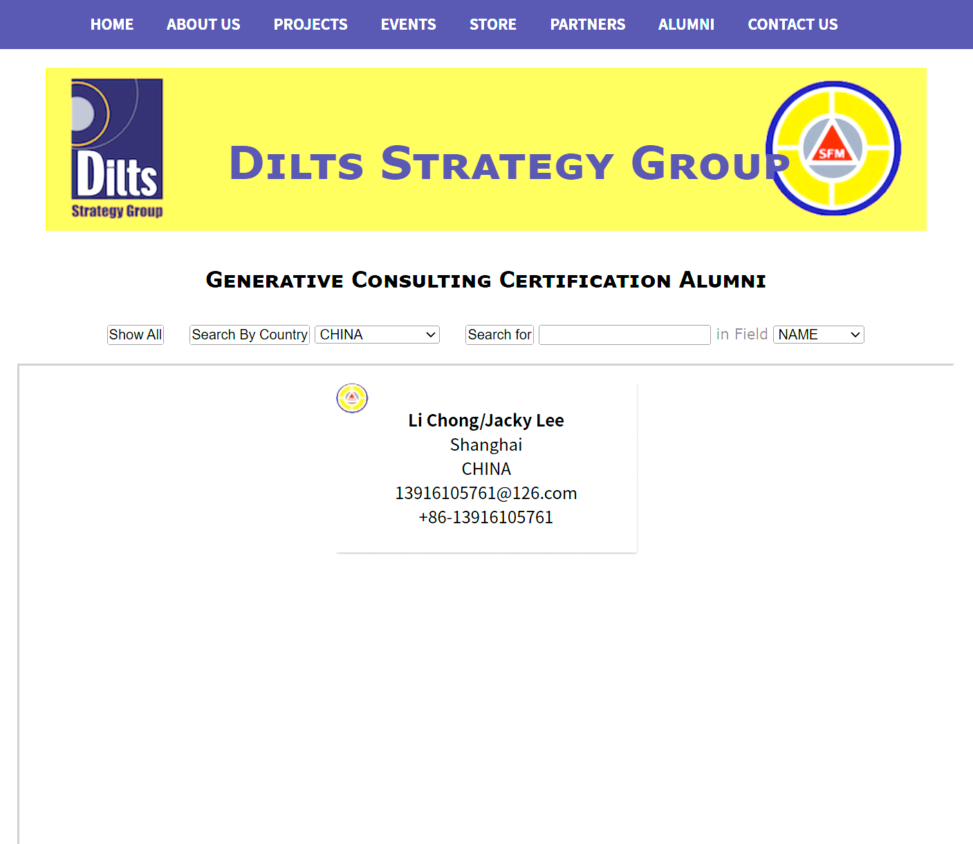 Generative Consulting Certification Alumni screenshot showing Li Chong / Jacky Lee