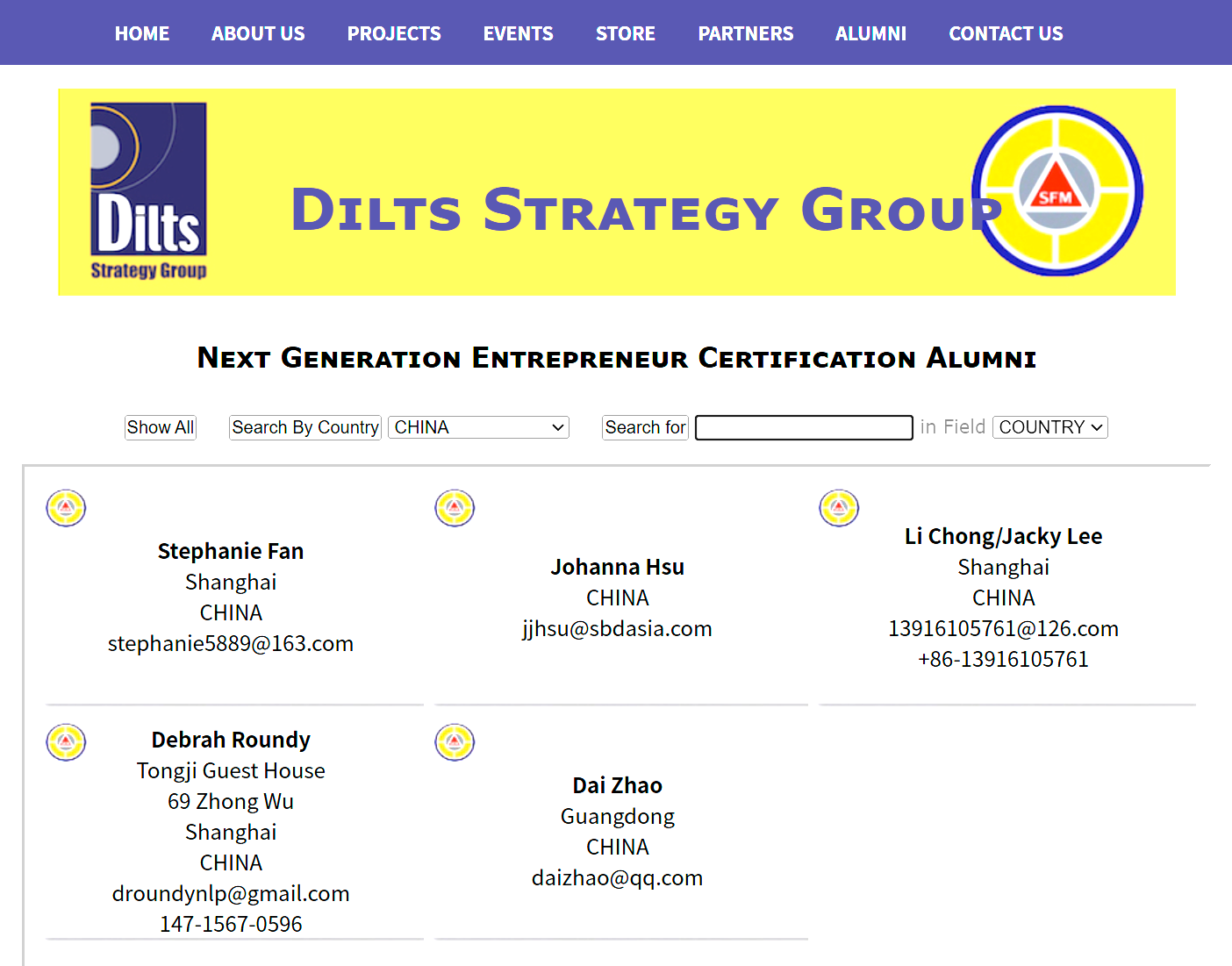 Next Generation Entrepreneur Certification Alumni screenshot showing Li Chong / Jacky Lee